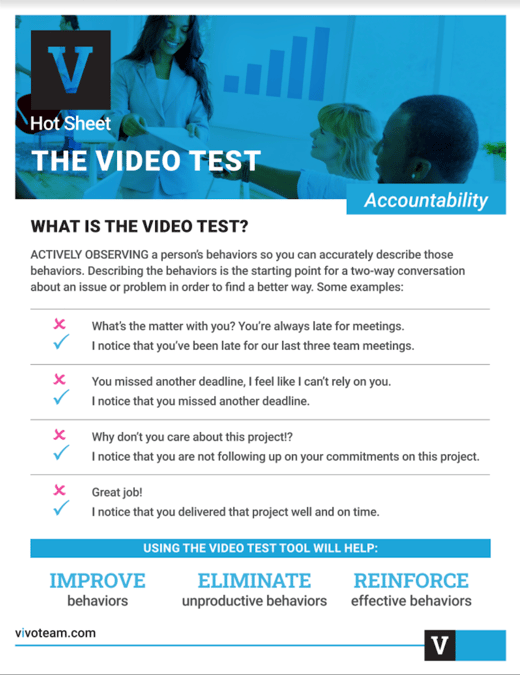 the video test hot sheet