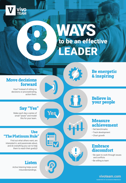 8 Ways to be an effective leader infographic
