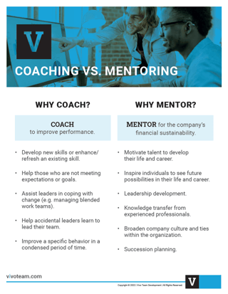 Coaching vs. mentoring hot sheet